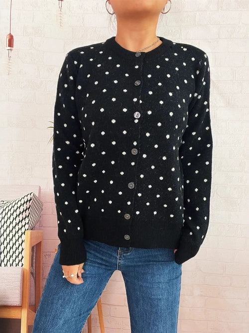Polka Dot Button-Up Cardigan