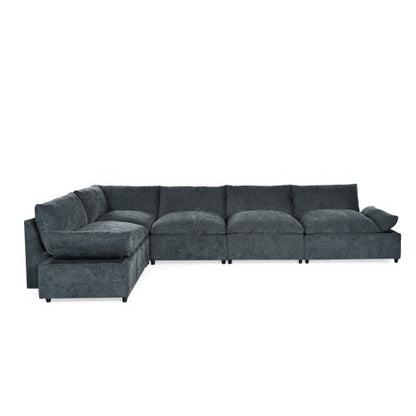 LuneluX_Home – 115.5" Modular Deep Gray Sectional Sofa with Storage &