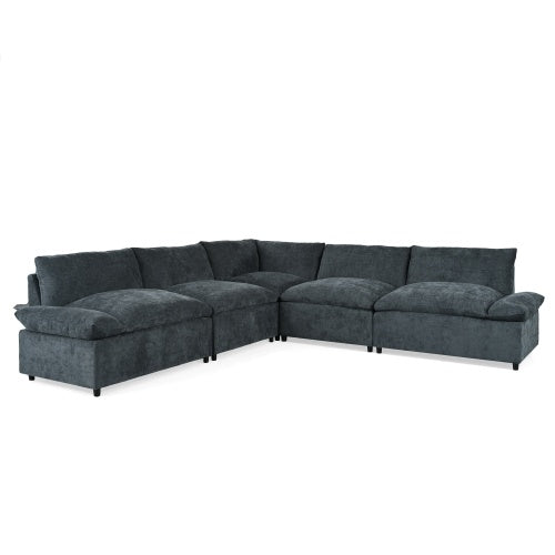 LuneluX_Home – 115.5" Modular Deep Gray Sectional Sofa with Storage &