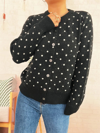 Polka Dot Button-Up Cardigan