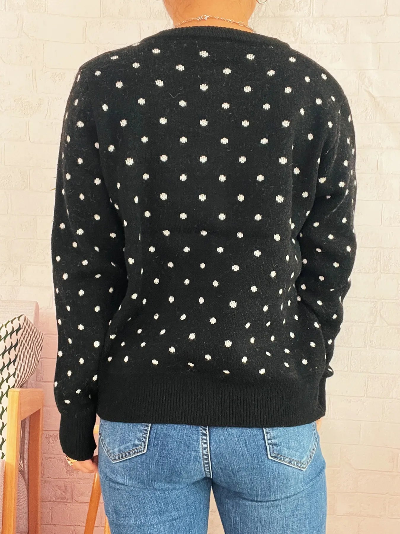 Polka Dot Button-Up Cardigan