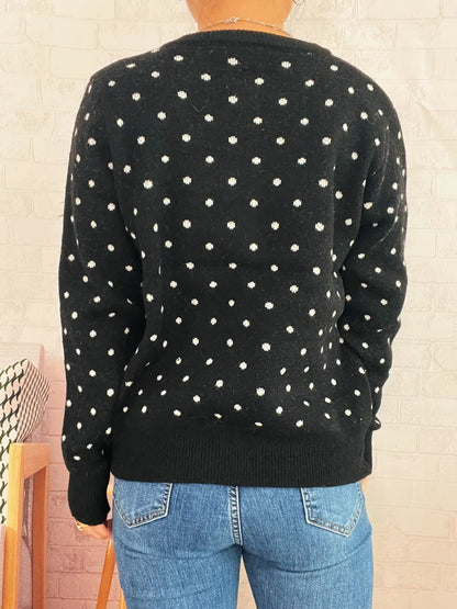 Polka Dot Button-Up Cardigan