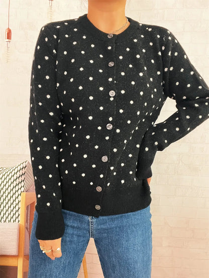 Polka Dot Button-Up Cardigan