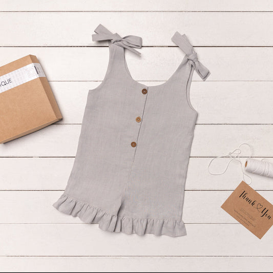 Linen Romper with Ruffles for Kids