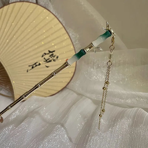 Elegant Chinese Style Hair Accessory Romantic Enameled Flower Tassel