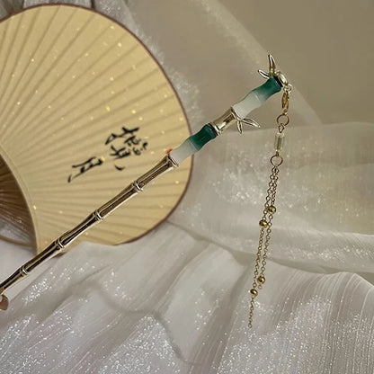 Elegant Chinese Style Hair Accessory Romantic Enameled Flower Tassel