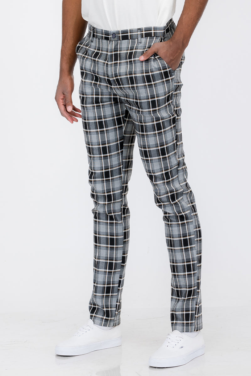 Plaid Slim Fit Trouser Pants SR012