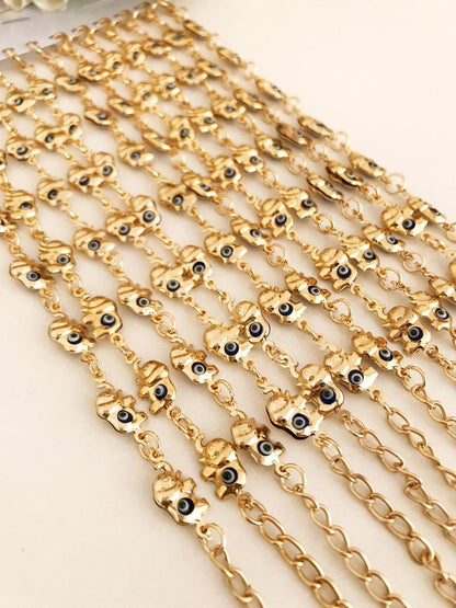 Elephant Evil Eye Bracelet, Gold Silver Chain Bracelet, Lucky Charm