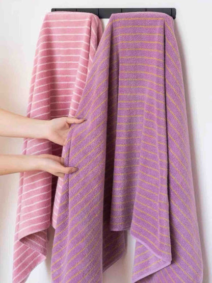 Ultra Soft Absorbent Retro Stripe Bath Towel - 100% Organic Cotton